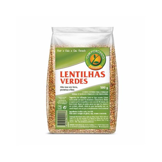 Imagem de LENTILHAS VERDES CEM PORCENTO 500G