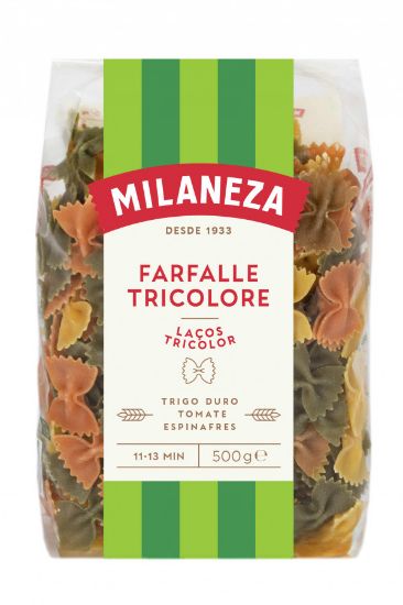 Imagem de MASSA MILANEZA LAÇOS TRICOLOR 0,5KG