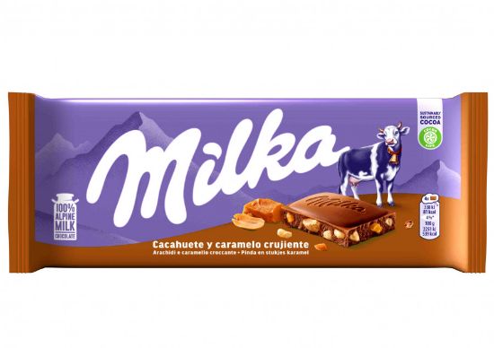 Imagem de TABLETE AMÊNDOIM&CARAMELO MILKA 90G