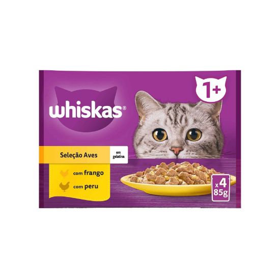 Imagem de GATO HÚMIDA WHISKAS SENIOR AVES 4X85G