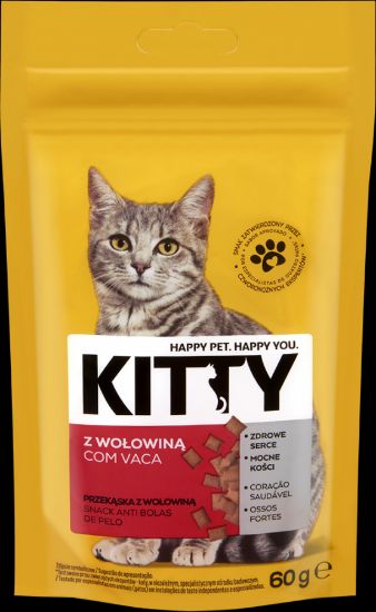 Imagem de SNACK GATO KITTY BOLAS DE PÊLO VACA 60G