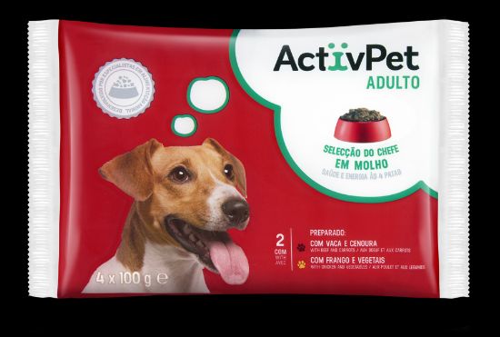 Imagem de CÃO HÚMIDA ACTIVPET ADULTO MOLHO 4X100G