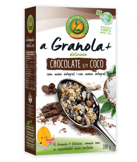 Imagem de GRANOLA+ CHOC E COCO CEM PORCENTO 350G