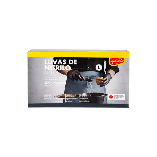 Imagem de LUVAS DESCART NITRILO PRETAS MCHEF L 100